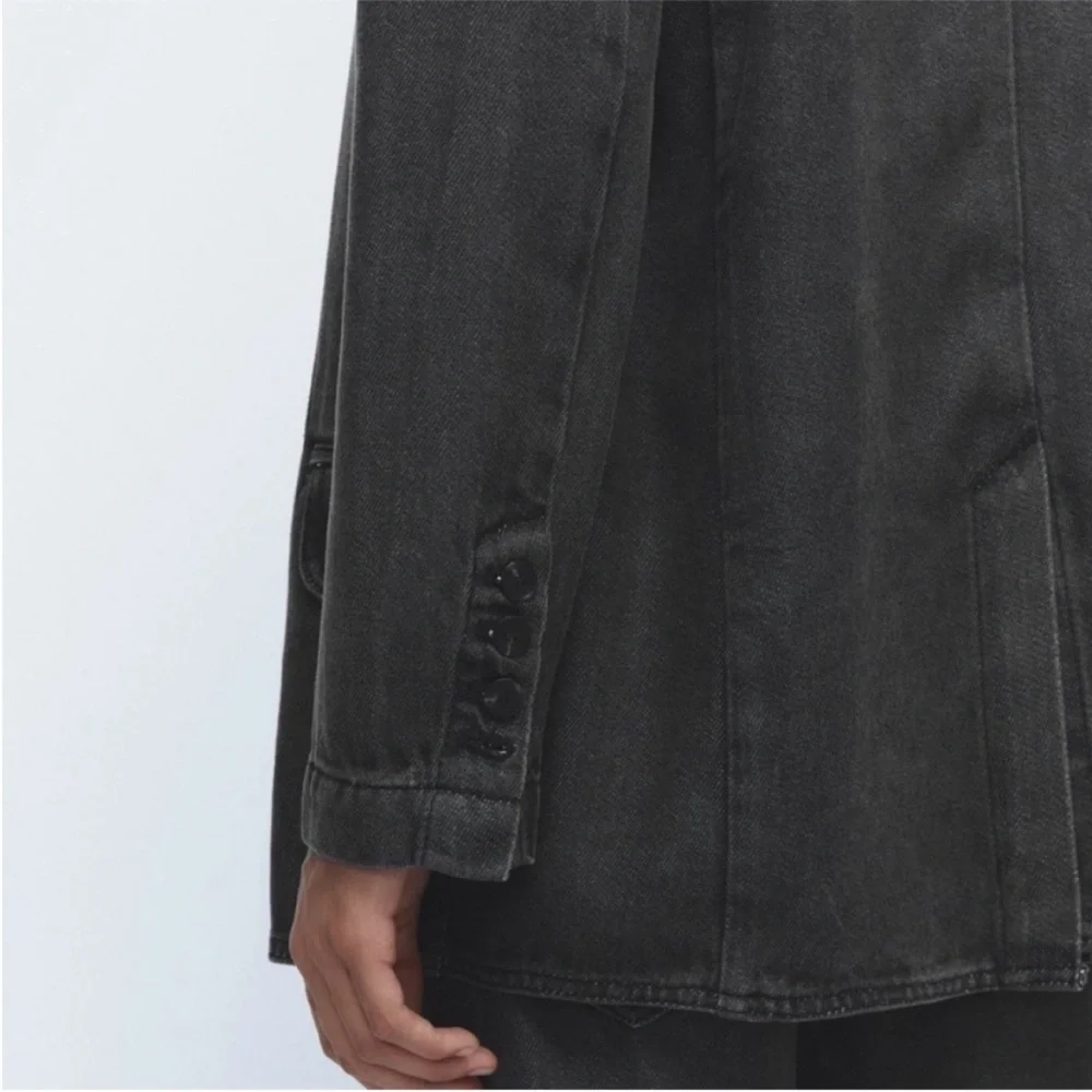 Zara Alexa Charcoal Denim Blazer